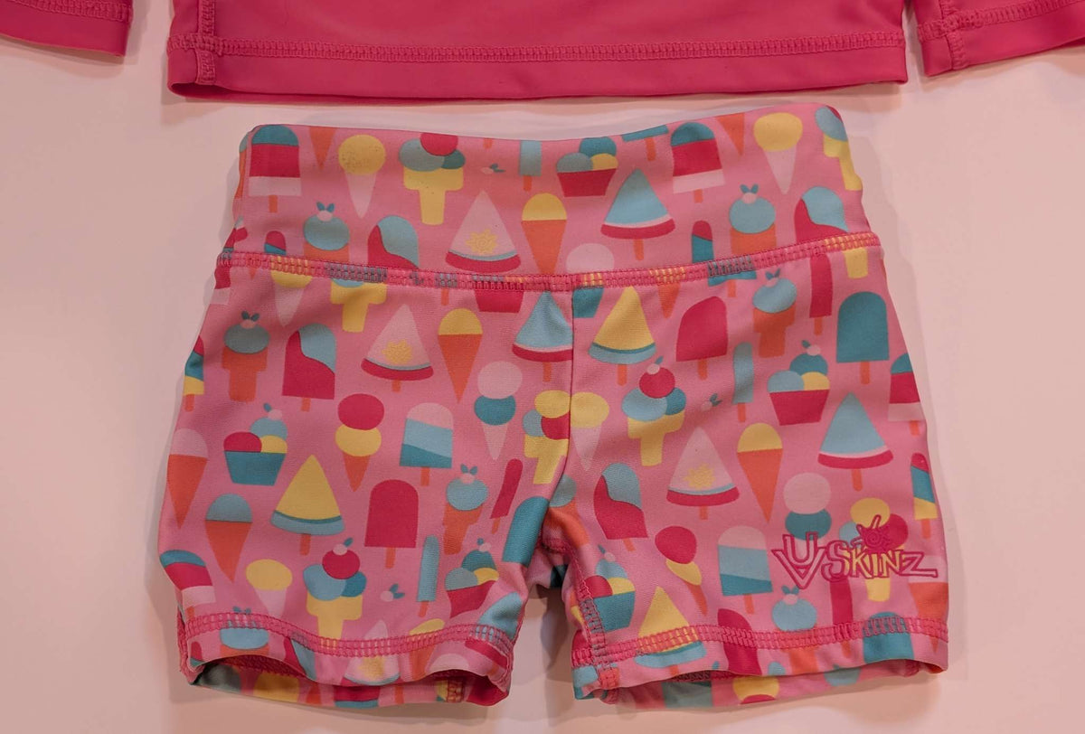 UV Skinz 3 Piece Swimsuit, Ice Cream Pattern, Pink, 2T, Kids 2T