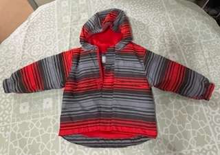Columbia Toddler Hooded Jacket – Red & Grey Stripes, Kids 18 Month (12-18M)