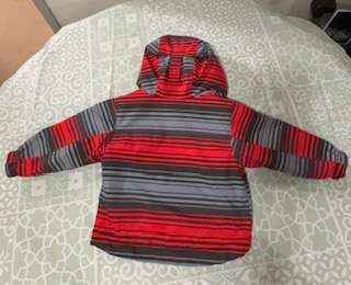 Columbia Toddler Hooded Jacket – Red & Grey Stripes, Kids 18 Month (12-18M)