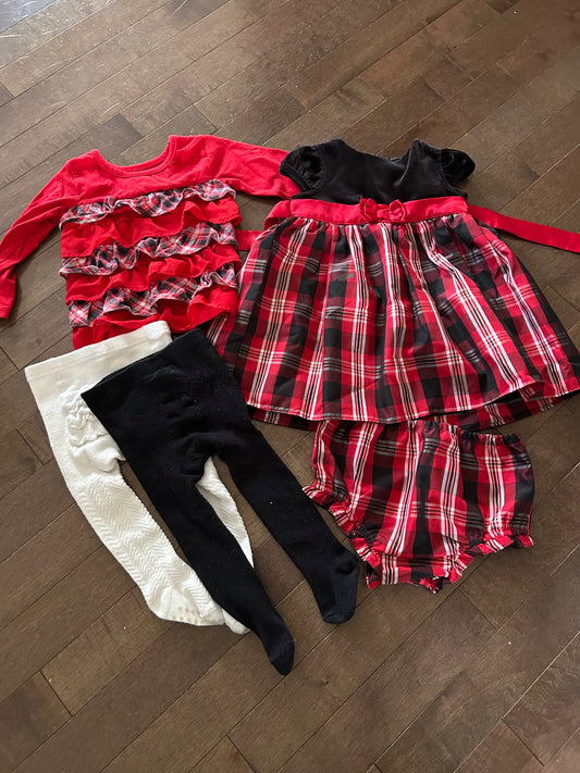 18m girls holiday Christmas outfit bundle, Kids 18 Month (12-18M)