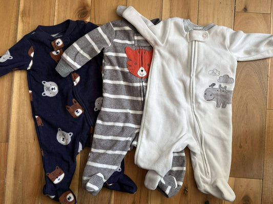 3 pack Newborn Carter's Fleece Sleepers, Kids Newborn