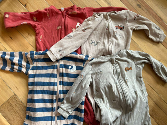 4 pack Pekkle 9M Cotton Sleepers, Kids 9 Month (6-9M)