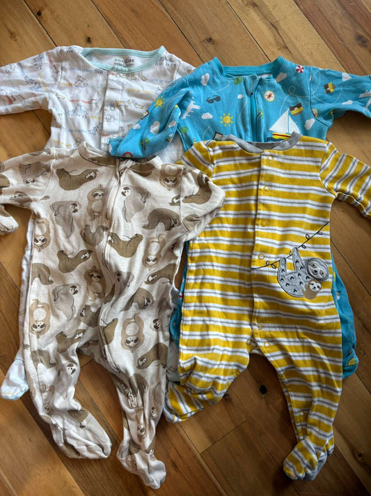4 pack - 6-9 M Cotton Sleepers, Kids 9 Month (6-9M)