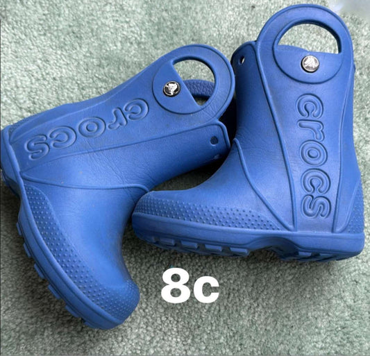 Crocs size 8c rain boots, Blue, Shoes 8 (Toddler:2-4yr)