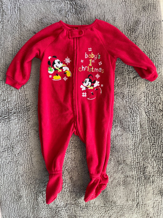 Disney Baby 6-9M “baby’s 1st Christmas” fleece onesie , Kids 9 Month (6-9M)