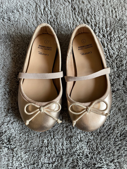 Size 7 girls rose gold ballet flats , Shoes 7 (Walkers:12-24 mth)