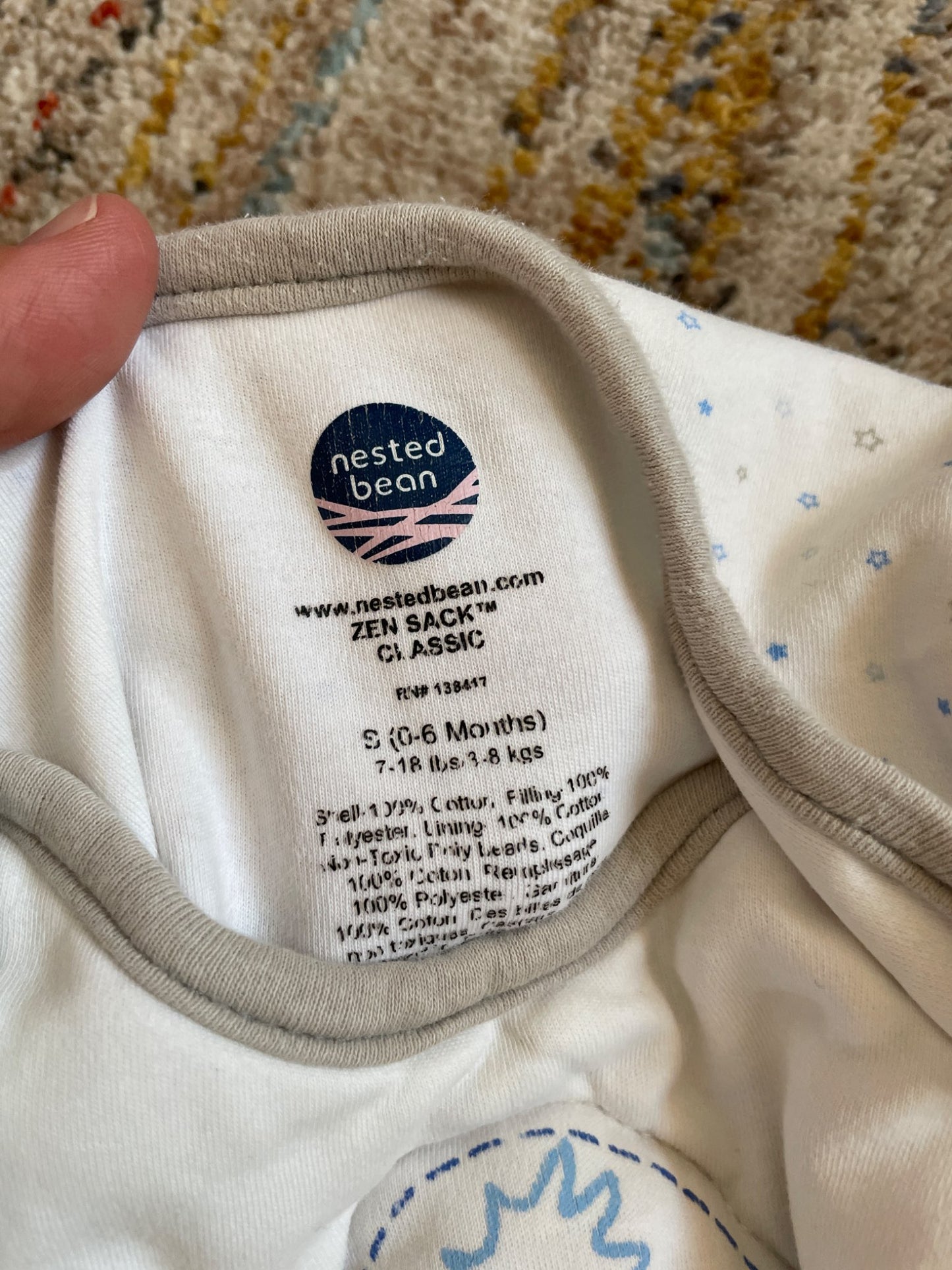 Nested bean weighted sleep sack 0-6 months , 0-6 Months (Small)