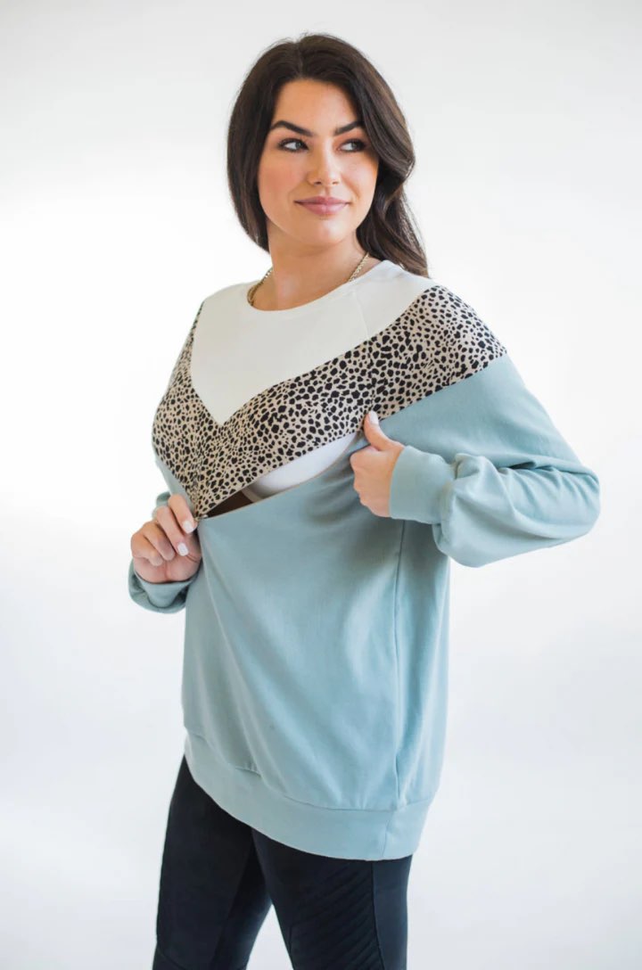 Nursing Queen Leopard Chevron Sweatshirt, Retails $71, Maternity XS (0-2)