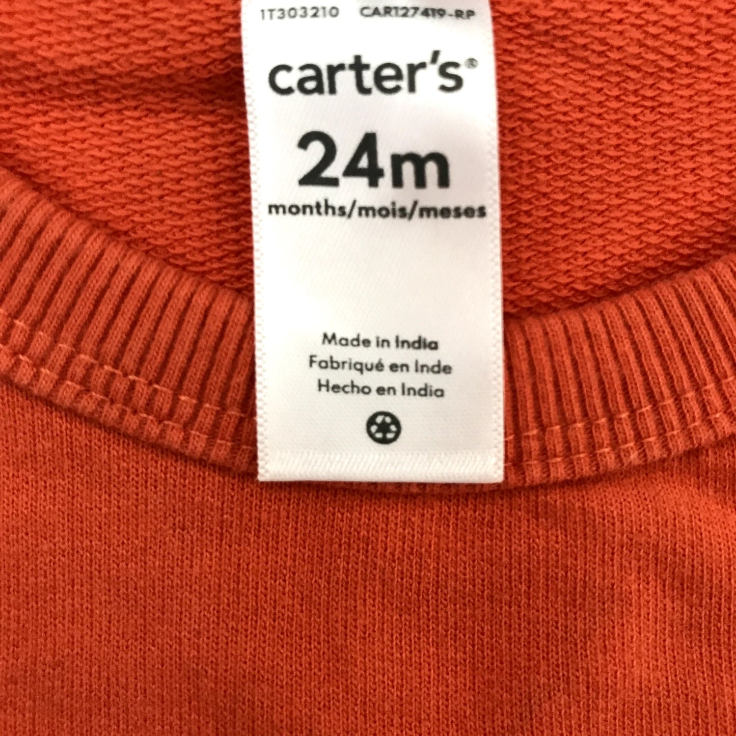 Carter’s Halloween Pumpkin Romper, Retails $28, Kids 24 Month (18-24M)