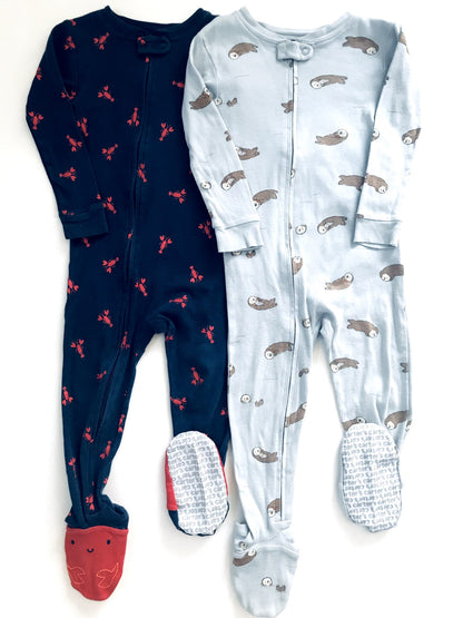 Carter's Blue Zip Footed Sleeper Bundle, Retails $36, Kids 24 Month (18-24M)