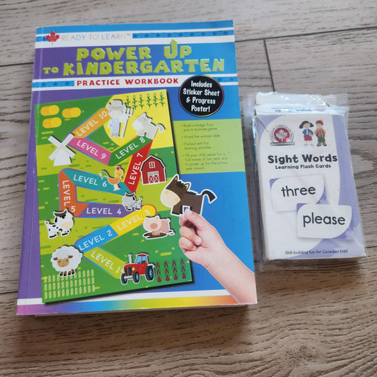 Kindergarten workbook + Sight Word flash cards
