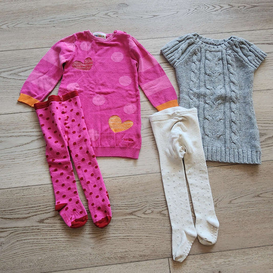 24 M/2T sweater dresses & tights , Kids 2T