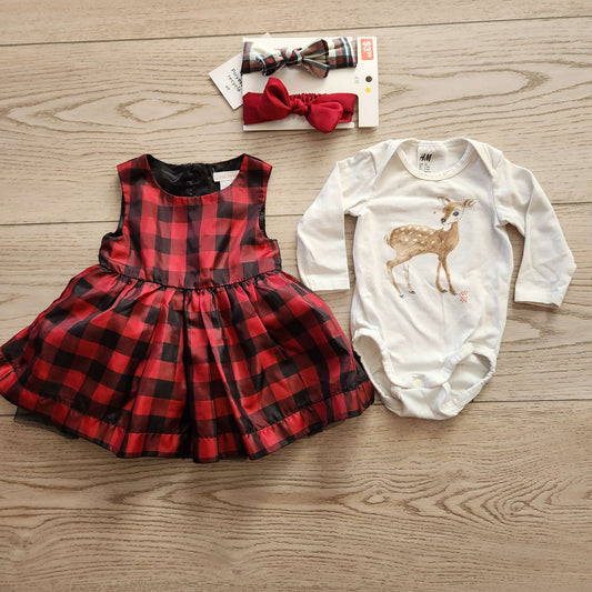 3-6 month girl Christmas outfit, Kids 6 Month (3-6M)