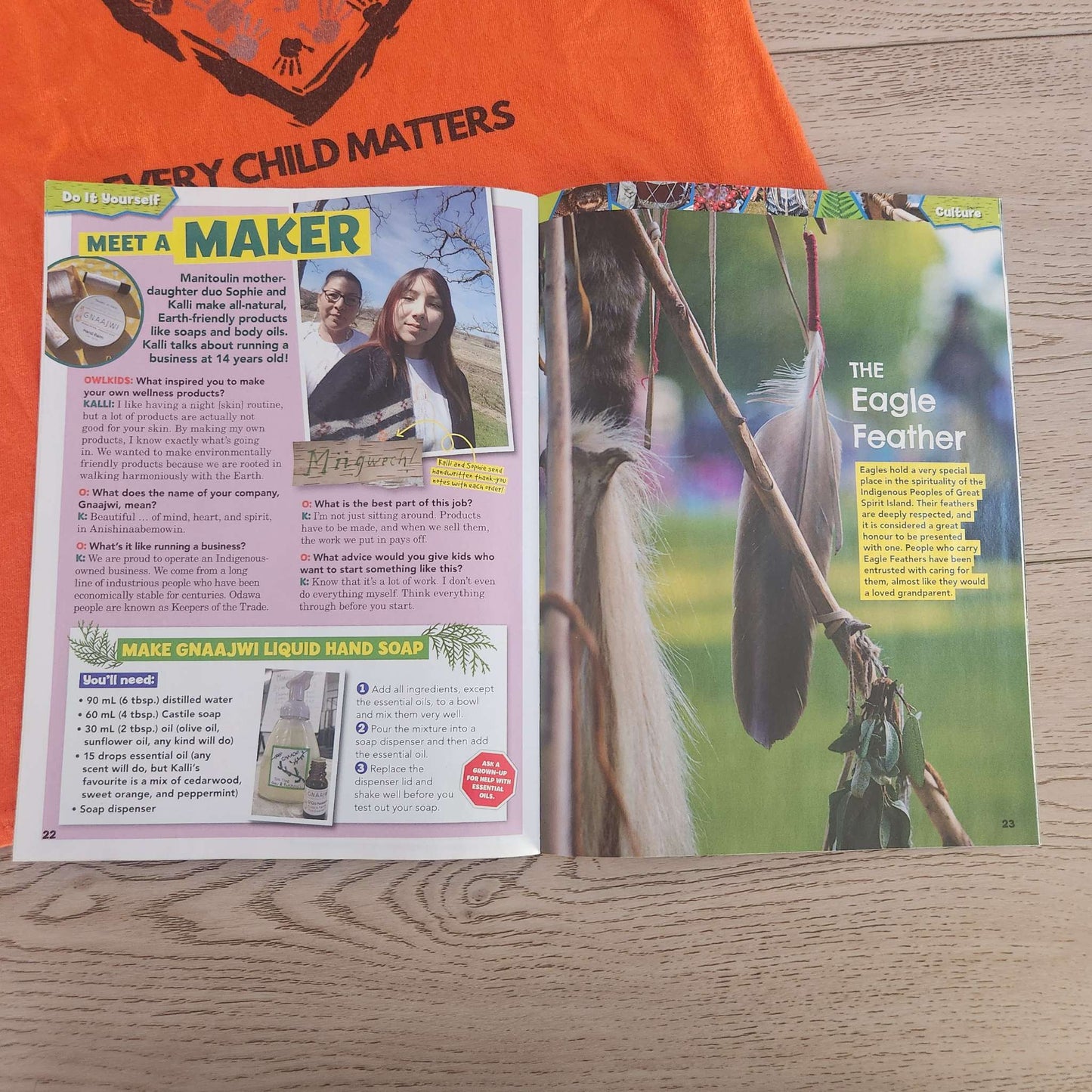 Every Child Matters t-shirt, size YS + magazine, Kids 6/6X