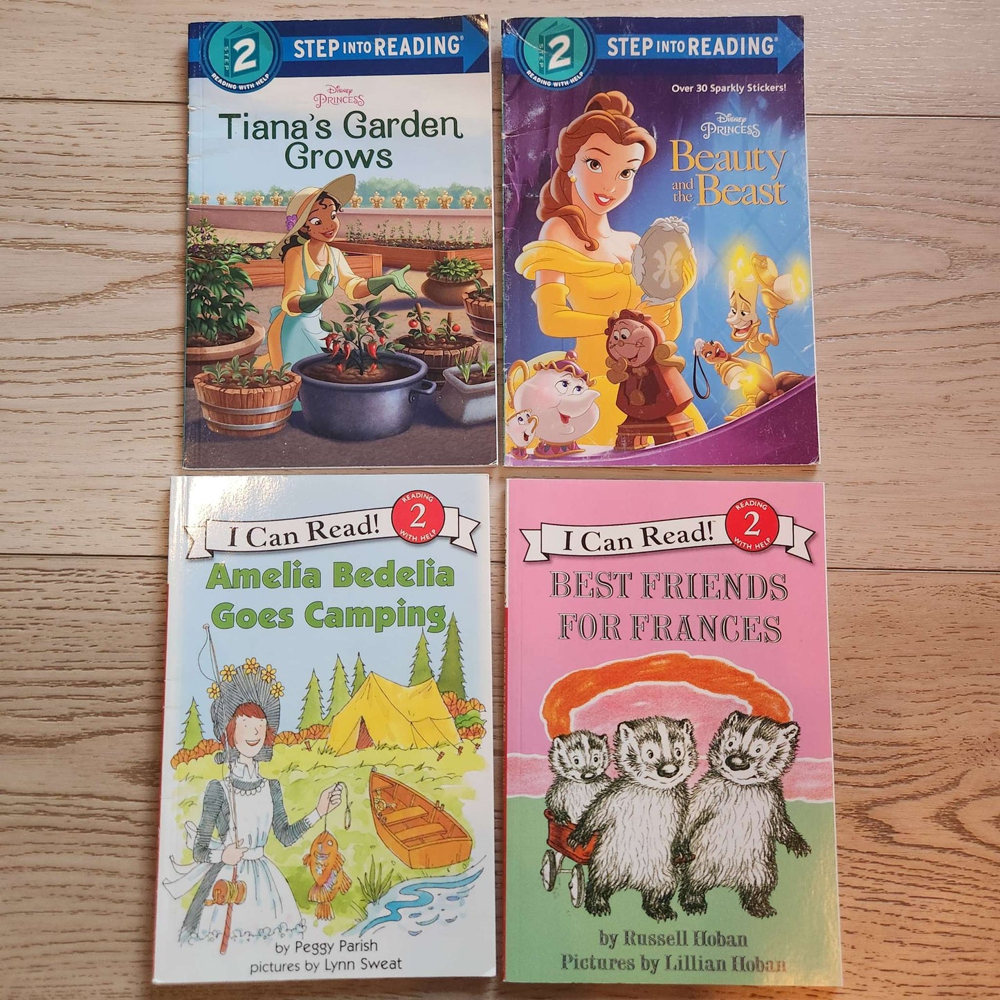 Level 2 readers: Belle, Tiana, Amelia Bedelia
