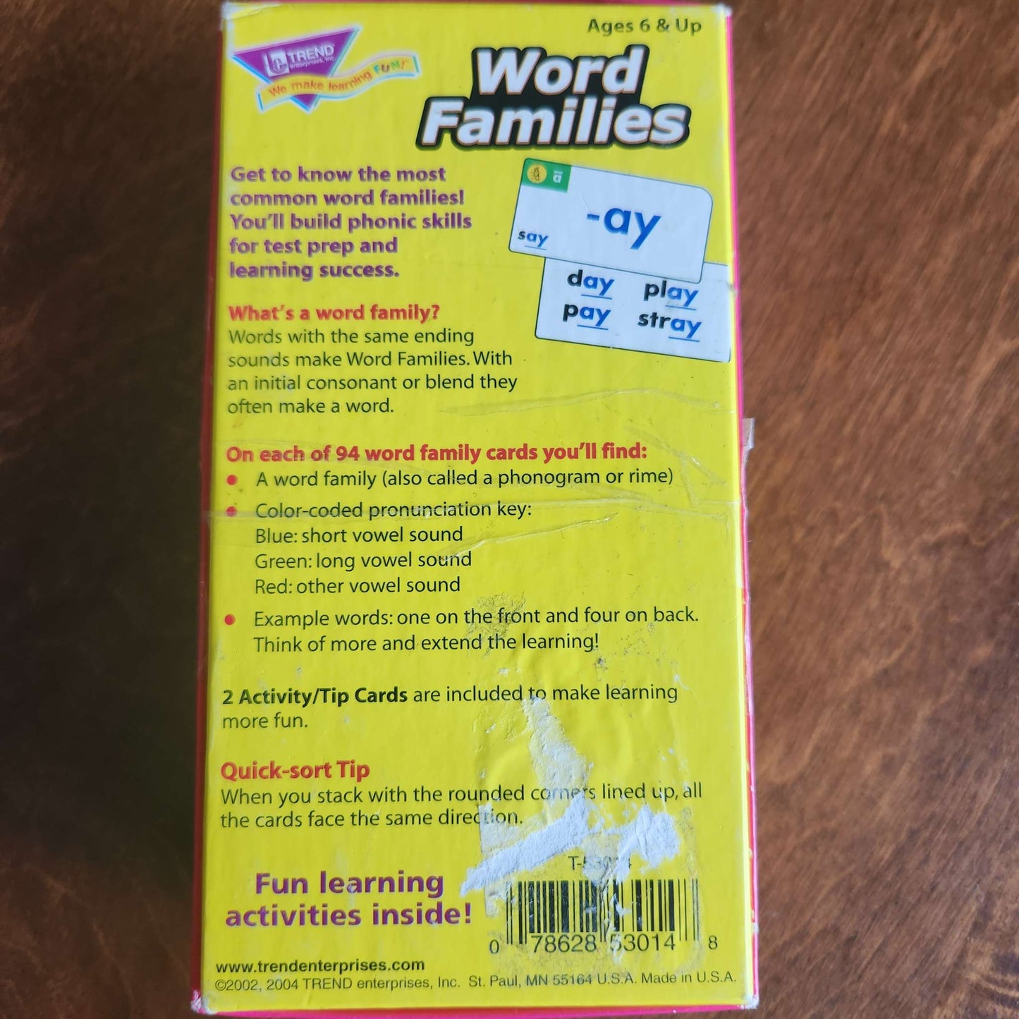 Word Families flash cards