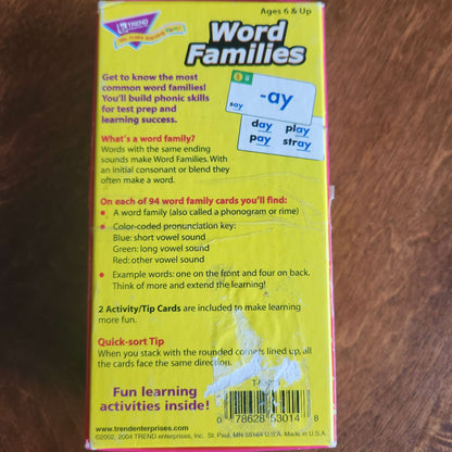 Word Families flash cards