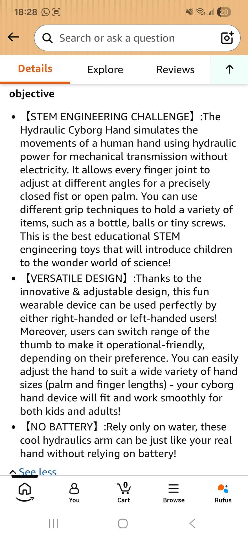 Hydraulic Cyborg Hand, STEM kit