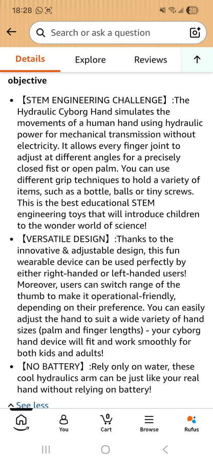 Hydraulic Cyborg Hand, STEM kit