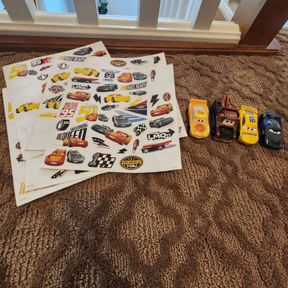 Disney CARS: Stickers + hotwheel style cars