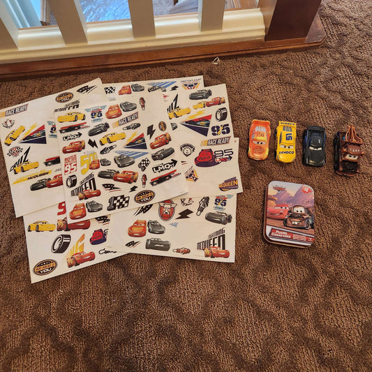Disney CARS mini bundle: Stickers, mini puzzle & hotwheel style cars