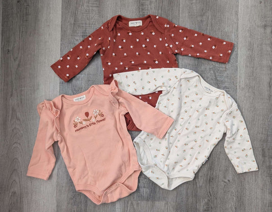 3pc Organic Cotton Onesies 3-6m, Kids 6 Month (3-6M)