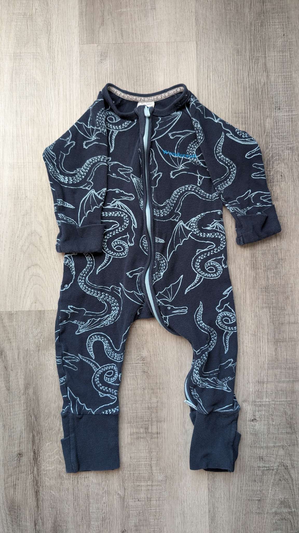 Bonds Wondersuit Blue Dragons 6-12m, Kids 12 Month (9-12M)