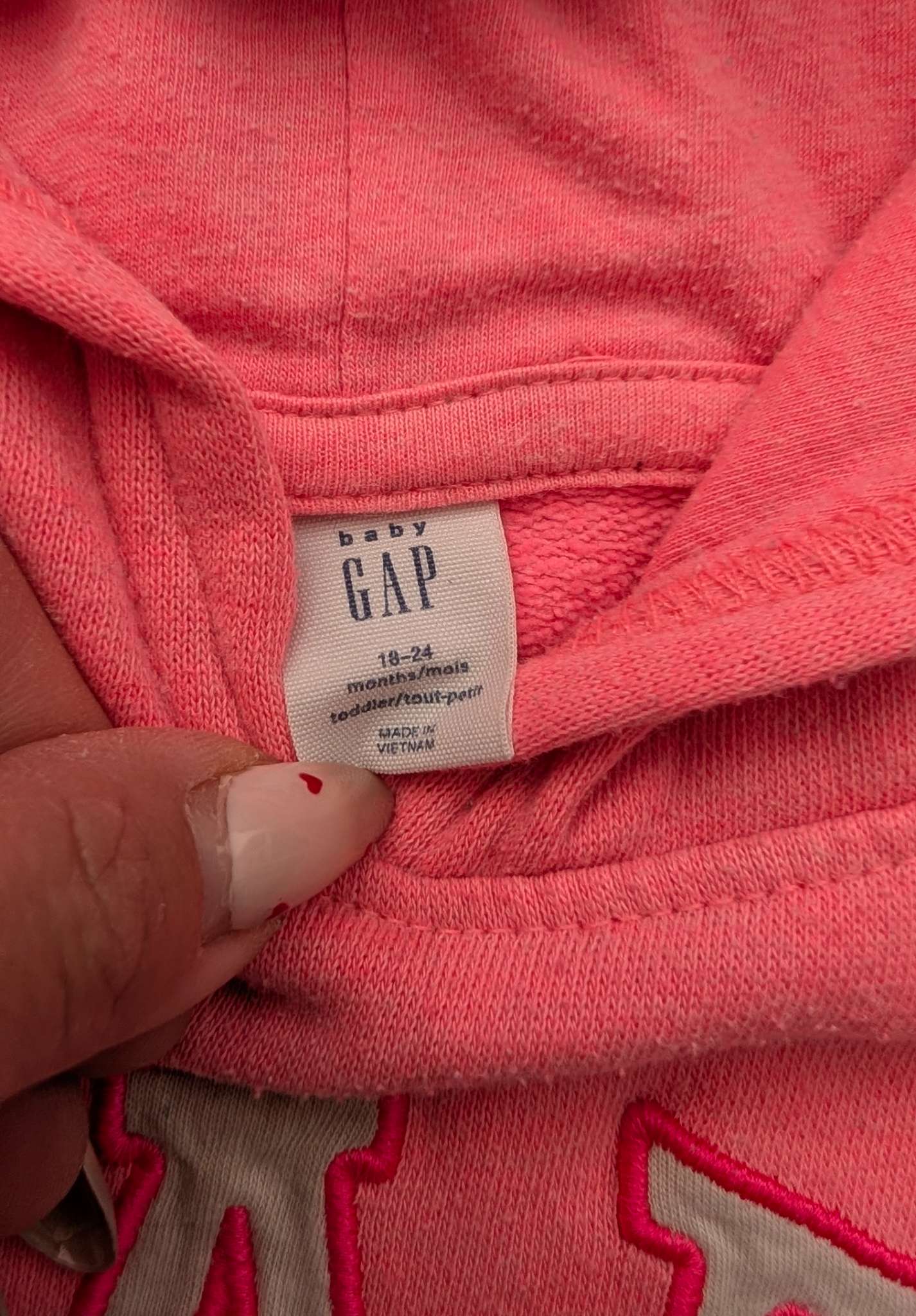 Gap Pink Hoodie 18-24m, Kids 24 Month (18-24M)