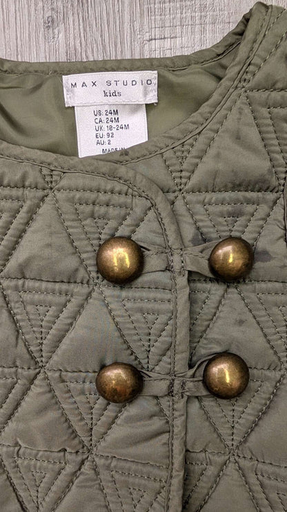 💚 Peplum Style Green Quilted Vest 18-24m , Kids 24 Month (18-24M)
