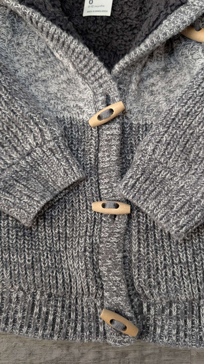 Anko Baby Sherpa lined Grey Cardigan  6-12m, Kids 12 Month (9-12M)