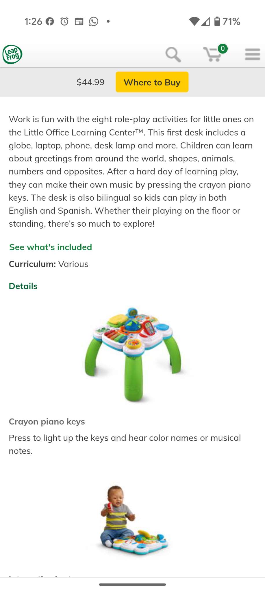 Leap Frog Learning centre and activity table