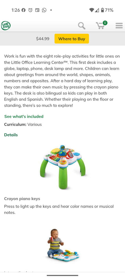 Leap Frog Learning centre and activity table