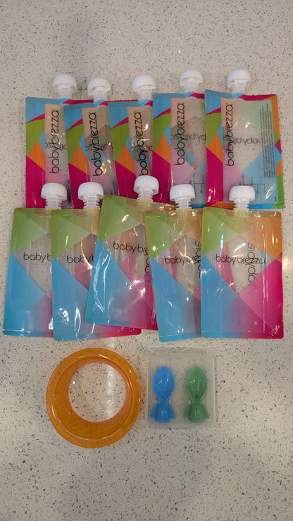 Baby Brezza Reusable Pouch Easy Fill System + feeding spouts