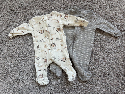 Barnyard and Grey Dots Footed Sleepers, Kids Newborn
