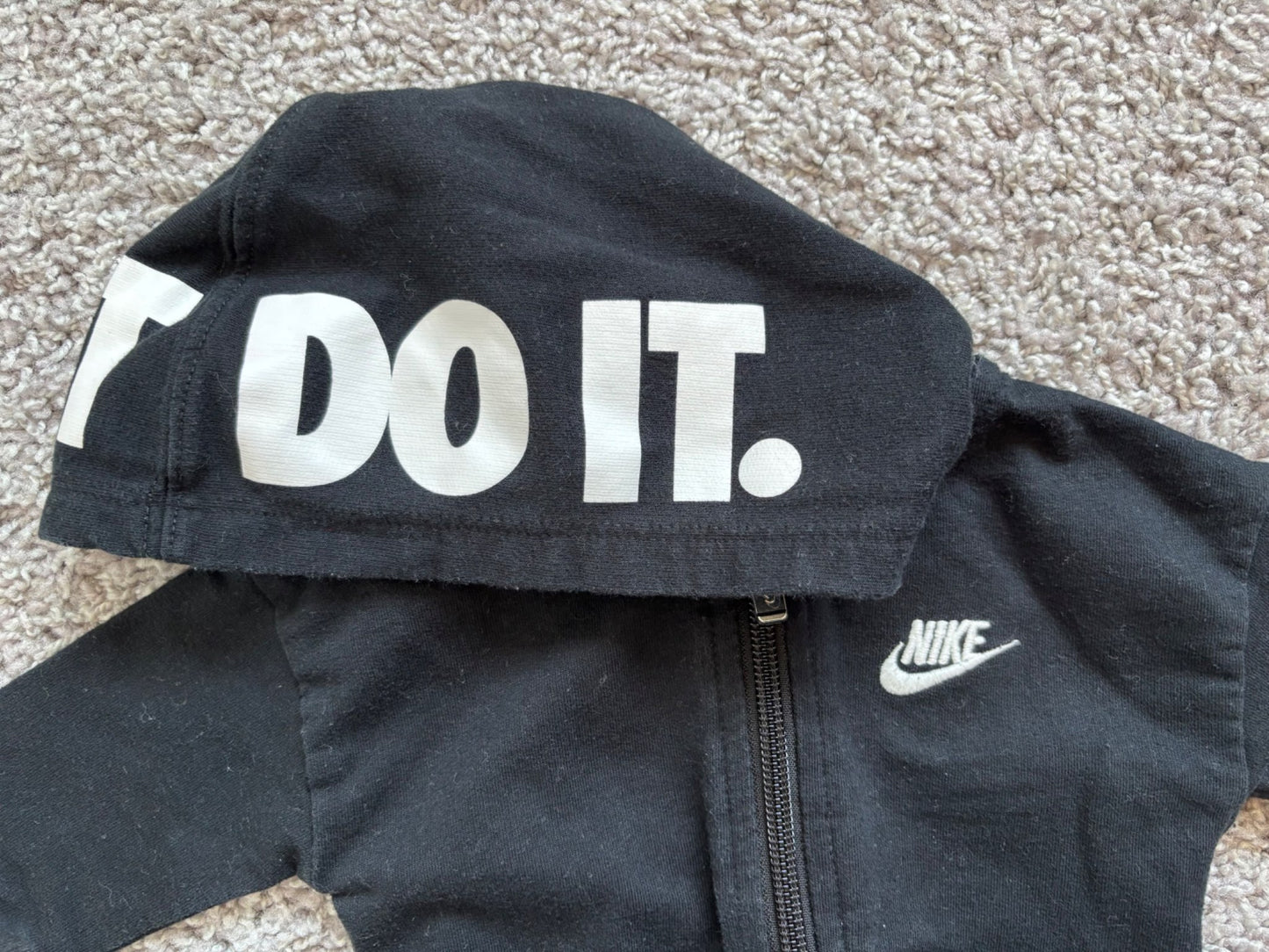 Black Nike Zip-Up Romper, Kids 3 Month (0-3M)