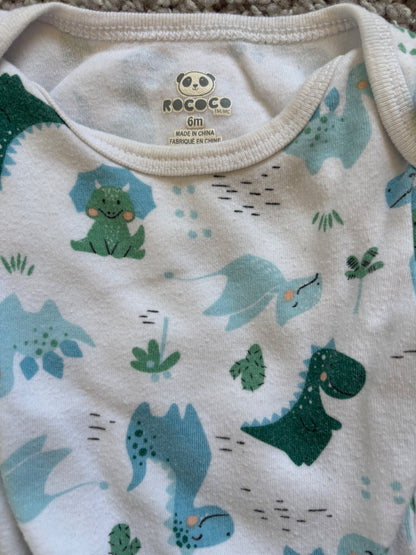 Set of 6 Onesie Shirts (Dinosaur), Kids 6 Month (3-6M)