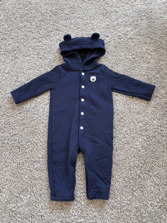 Quilted Navy Romper, Kids 9 Month (6-9M)