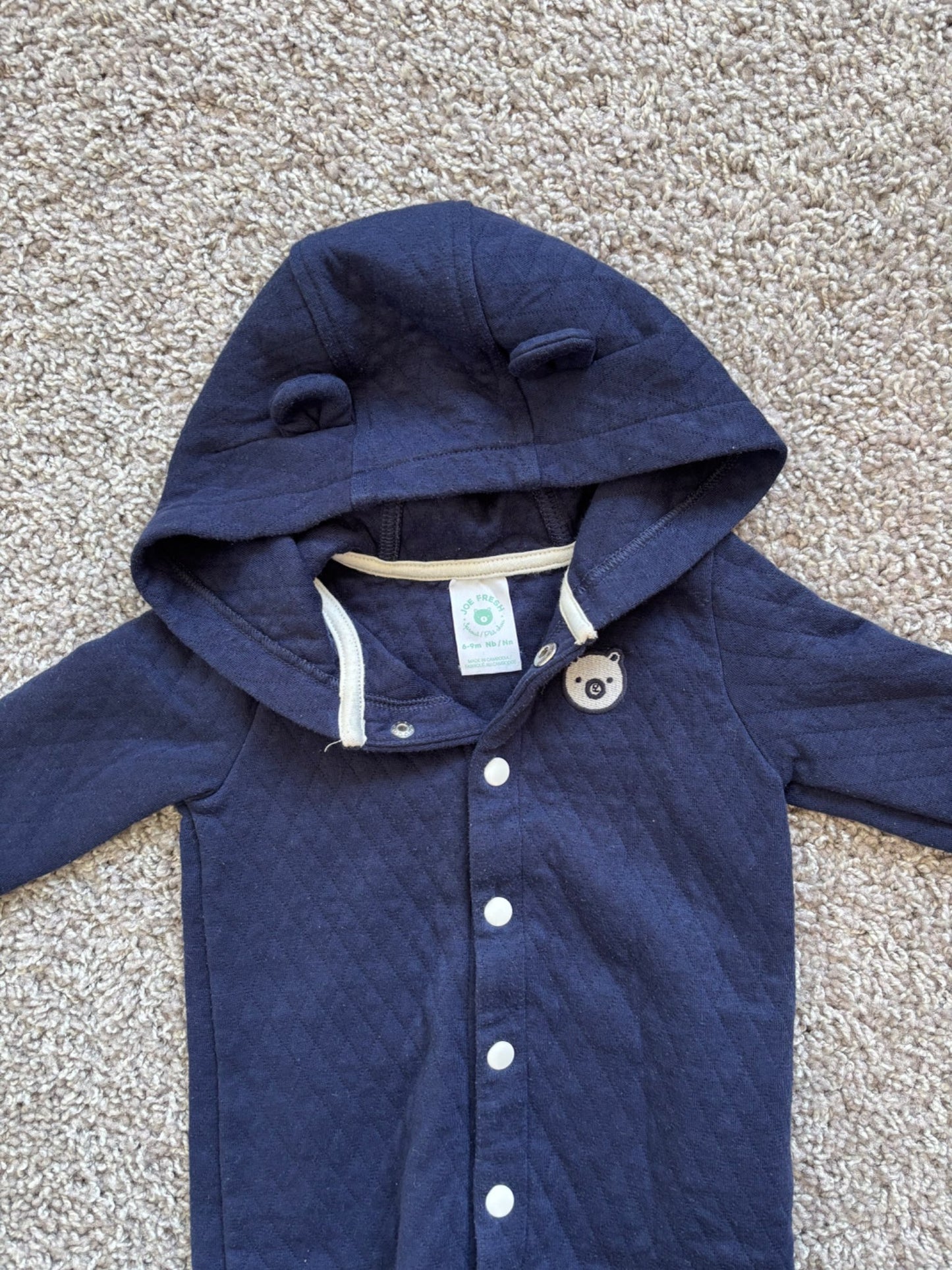 Quilted Navy Romper, Kids 9 Month (6-9M)