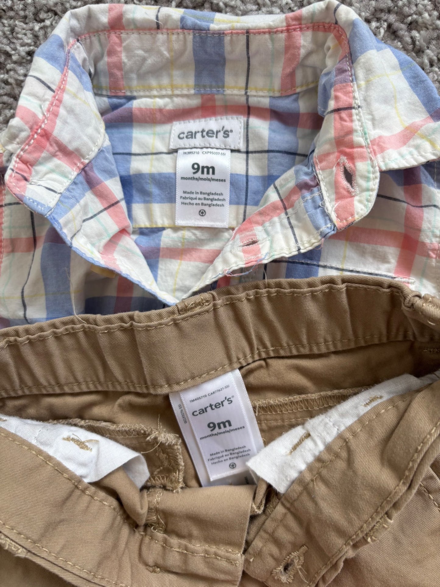 Plaid Dress Shirt and Khaki Pants, Kids 9 Month (6-9M)