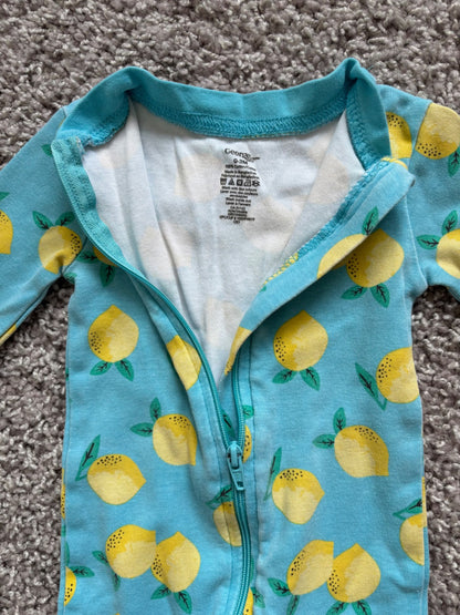 Lemon Print Sleeper, Kids 3 Month (0-3M)