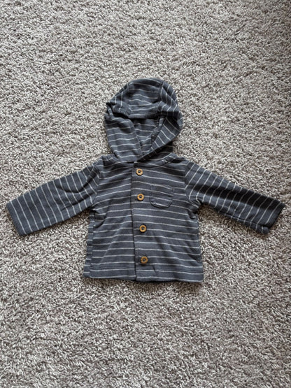 Blue Striped Button-Up Sweater, Kids 3 Month (0-3M)