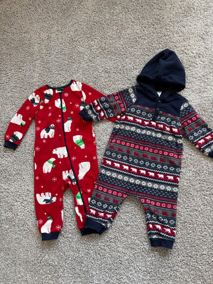 Fleece Polar Bear Pajamas and Hooded Romper, Kids 18 Month (12-18M)