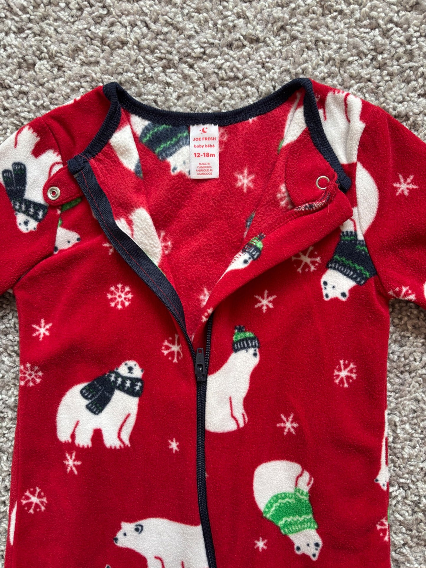 Fleece Polar Bear Pajamas and Hooded Romper, Kids 18 Month (12-18M)