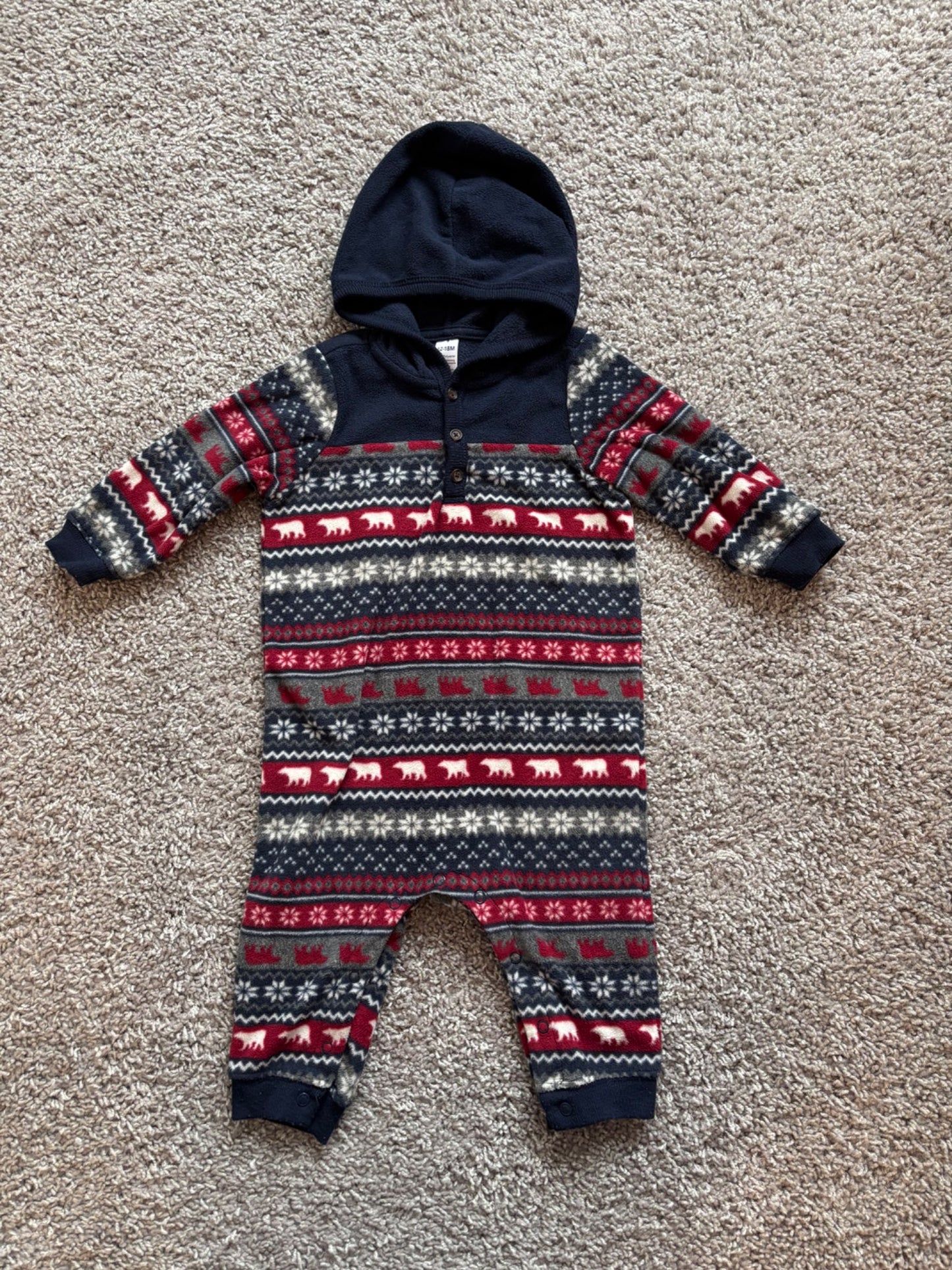 Fleece Polar Bear Pajamas and Hooded Romper, Kids 18 Month (12-18M)
