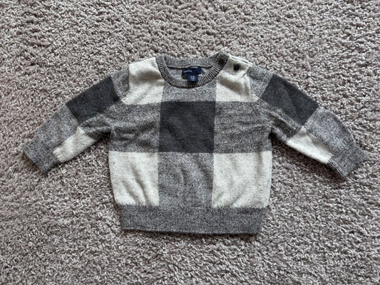 Grey Plaid Sweater, Kids 12 Month (9-12M)