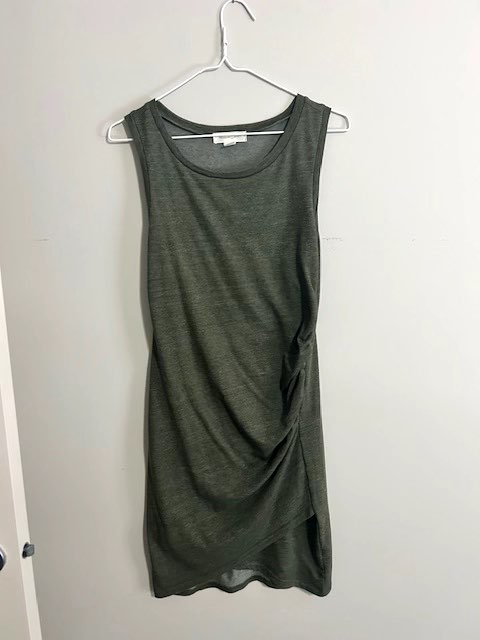 Fall Maternity Dress Small/Medium- Treasure and Bond Olive Green Ruched Side , Maternity S (4-6)