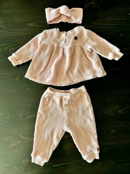 Calvin Klein Baby Girl Matching Set Outfit Pink 3-6 Months, Kids 6 Month (3-6M)