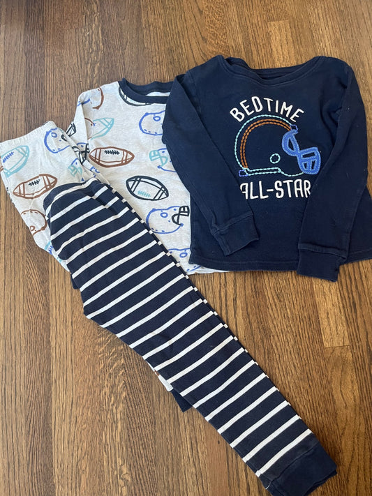 Carter’s Football Pj Bundle 5T VGUC, Kids 5/5T