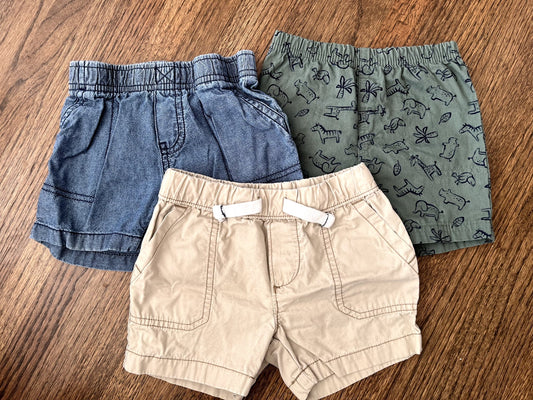 3 Pk Carter's Shorts 12M VGUC, Kids 12 Month (9-12M)