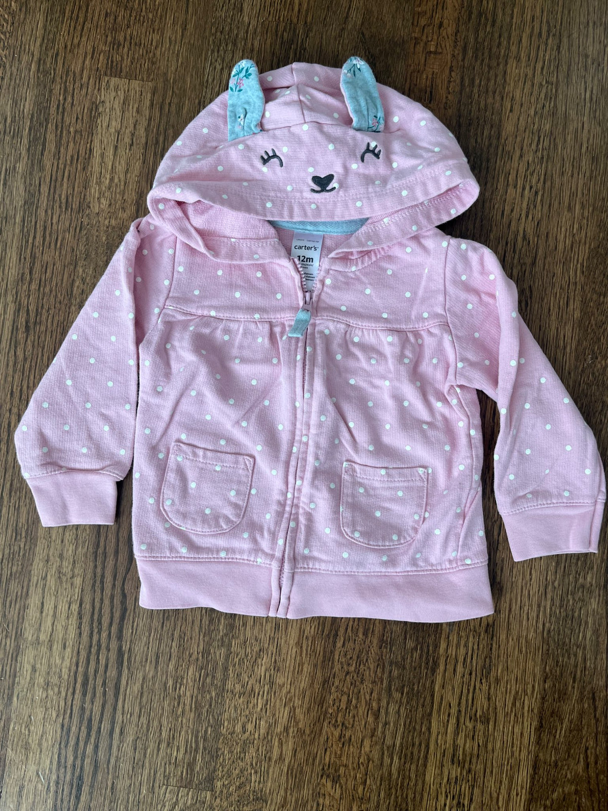 Carter’s Bunny Zip Up Hoodie 12M VGUC, Kids 12 Month (9-12M)